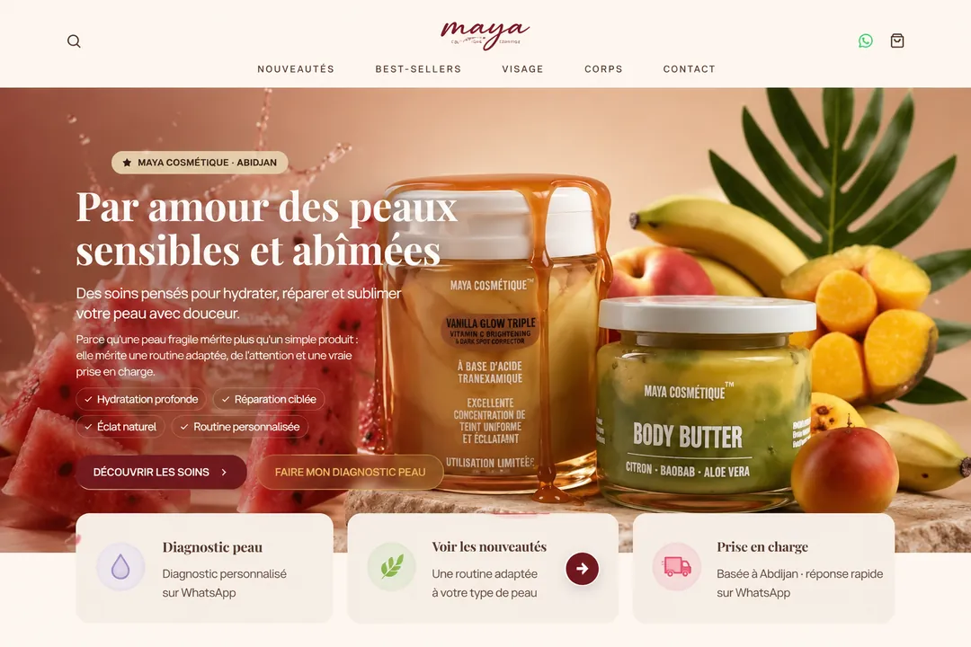 Boutique Maya Cosmétique créée avec Shopilite