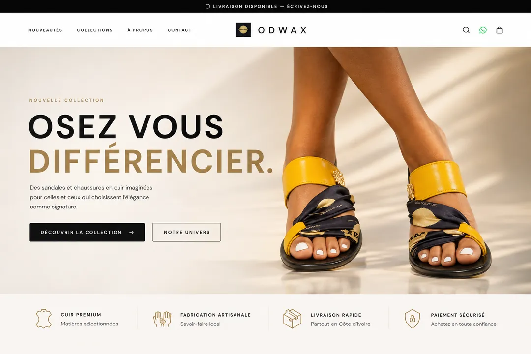 Boutique ODWAX créée avec Shopilite